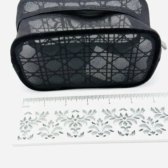3691 DIOR BLACK MESH POUCH COSMETIC BAG - Picture 2 of 6